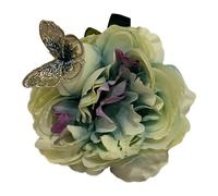 Forcine Forcina for capelli con farfalla ricamata a fiori, elegante forcina anni 2000, forcina for capelli con farfalla, dolce fata, fiore, stoffa Cottagecore(Green)