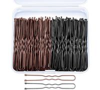 Forcine per capelli, 6,1 cm, 50 pezzi marroni e 50 forcine per capelli a forma di U per donne, acconciature da balletto con scatola portaoggetti