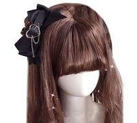 Forcine per capelli a forma di fiocco Hot Girls Punk Clip di capelli per coda di cavallo di Halloween Clip di capelli laterale con catena per la donna frangia