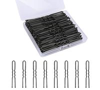Forcine per capelli a forma di U, 100 pezzi, 2,4 pollici, per donne, bambini e ragazze, per parrucchieri, con scatola portaoggetti, per tutti i tipi di capelli, nero.