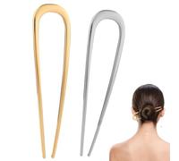 Forcine per capelli a forma di U da donna, bastoncini per capelli in metallo in confezione da 2 per chignon e raccolti sicuri, forcine francesi a tenuta forte per spessi e sottili, oro argento...