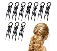 Forcine per capelli a forma di U, invisibili, per Updos, chignon e chignon, 10 pezzi, leggere e sicure (colore nero, eleganti accessori per lo styling dei capelli)