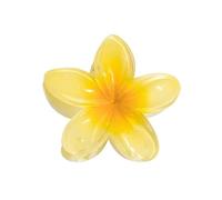 Forcine per capelli da donna, 4 pezzi, 8 cm, di grandi dimensioni, perlescenti, sfumate, in acrilico, a forma di fiore di plumeria, accessorio per capelli da donna (giallo limone)