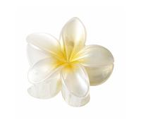 Forcine per capelli da donna, 4 pezzi, 8 cm, grandi, perlescenti, sfumate, in acrilico, con fiore di plumeria, accessorio per capelli da donna (giallo)