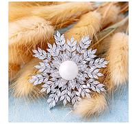 Forcine Per Capelli Spilla di fiocco di neve di lusso Gold Flower Zirconia Gioielli Perle Pin for le donne Accessori for temi invernali Cappotto da sposa Cappello da sposa Cappello Regali Forcine Per