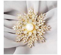 Forcine Per Capelli Spilla di fiocco di neve di lusso Gold Flower Zirconia Gioielli Perle Pin for le donne Accessori for temi invernali Cappotto da sposa Cappello da sposa Cappello Regali Forcine Per