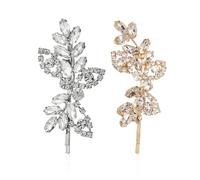 Forcine Per Capelli Tempestate Di Diamanti Da 2 Pezzi, Forcine Per Capelli Con Foglie Di Strass, Fermagli Per Una Sola Parola In Stile Retrò, Fermagli Per Capelli Laterali Quotidiani.