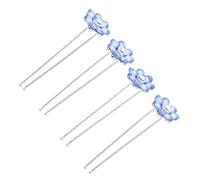 Forcine per Chioma a U Fiori e Cristalli, 4 Pezzi Eleganti | Metallo e Cristalli, Blu Decorativo, per Chignon e Raccolti, Adatte a Festa e Banchetto Serale