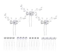 Forcine per Chioma da Sposa 23 Pezzi, Perline e Cristalli Floreali | U a Forma di Fiore, Argento, Ferro, per Eventi e Nozze, Mix And Match per Donne e Spose