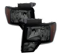 Ford 09-14 F150 Nero Alloggiamento Fumo Lente Ricambio Fari SX + Destro Coppia