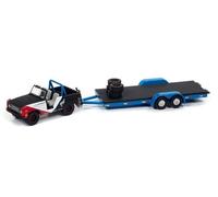 FORD Bronco + open car trailer - 1966 - custom colour - Johnny Lightning 1:64