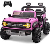 Ford Bronco Raptor 24V Maxi Fuoristrada 2 Posti Auto Macchina Elettrica per Bambini Telecomando Luci a Led Bluetooth Ammortizzatori Carico Massimo 60 Kg Rosa