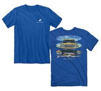 Ford Bronco Surf Boards Giallo Camion Spiaggia T-Shirt Blu Grafico 3684