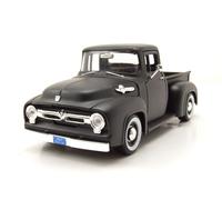 Ford F-100 Pick Up 1956 Matt Nero Con Pneumatici Bianchi Modellino 1:24 MotorMax