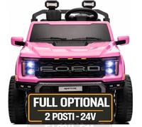 Ford F150 Raptor 24V Maxi Fuoristrada 2 Posti Auto Macchina Elettrica per Bambini Telecomando Luci a Led Bluetooth Ammortizzatori Carico Massimo 60 Kg (Rosa)