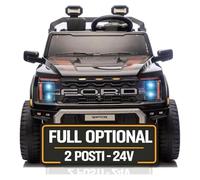 Ford F150 Raptor 24V Maxi Fuoristrada 2 Posti Auto Macchina Elettrica per Bambini Telecomando Luci a Led Bluetooth Ammortizzatori Carico Massimo 60 Kg Nero