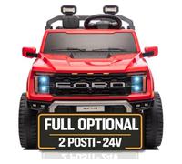 Ford F150 Raptor 24V Maxi Fuoristrada 2 Posti Auto Macchina Elettrica per Bambini Telecomando Luci a Led Bluetooth Ammortizzatori Carico Massimo 60 Kg Rosso