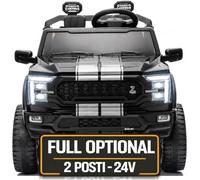 Ford F150 Shelby Raptor 24V Maxi Fuoristrada 2 Posti Auto Macchina Elettrica per Bambini Telecomando Luci a Led Bluetooth Ammortizzatori Carico Massimo 60 Kg Nero Shelby