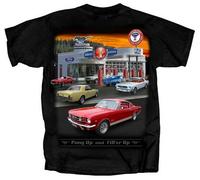 Ford Motor Company MUSTANG Pony Up & Fill' Er Gas Stazione Auto T Shirt Fmmfu-B