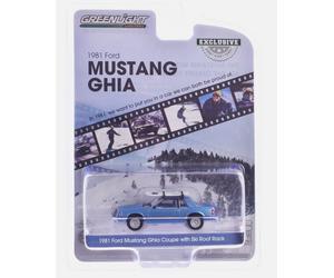 Ford Mustang Ghia Coupe 1981 Portapacchi Da Sci Blu 1:64 Scala Greenlight 30510