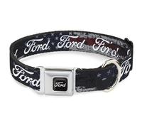Ford Pet Collar, Dog Collar Metal Seatbelt Buckle, Ford Script Stars and Stripes
