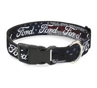 Ford Pet Collar, Dog Collar Plastic Buckle, Ford Script Stars and Stripes Americ