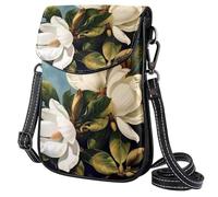 FORDAIIDV Piccola borsa a tracolla per telefono da donna, leggera, borsa a tracolla con tracolla regolabile, magnolie giganti