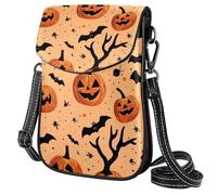 FORDAIIDV Piccola borsa a tracolla per telefono da donna, leggera, da viaggio, borsa a tracolla con tracolla regolabile - pipistrello zucca sacra