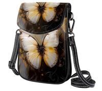 FORDAIIDV Piccola borsa a tracolla per telefono da donna, leggera, da viaggio, borsa a tracolla con tracolla regolabile, motivo farfalla bianca