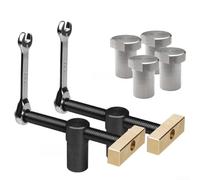 FORDurable - Gancio da banco per lavorazione del legno, 20 mm, per morsa da tavolo, in acciaio inox e ottone, regolabile, con chiave a cricchetto per fresatura, taglio e (nero)