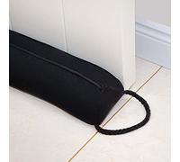 Forecronic Paraspifferi decorativo sotto porta 96cm Paravento per porte e finestre, Paraspifferi ponderato rimovibile e lavabile per il fondo della porta con passanti per appenderlo - Nero 38”