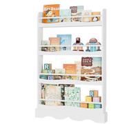 FOREHILL 118CM Libreria Montessori per Bambini,Grande Portariviste Libreria Bambini, Portariviste a 4 Ripiani in Legno,per Cameretta e Stanza dei Giochi 80x13x118 cm Bianco