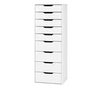 FOREHILL 124,5 cm Cassettiera Camera da Letto Slim Alta a 9 Cassetti Bianco