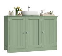 FOREHILL 90CM Mobile Sottolavabo per Bagno,Mobile Bagno con 3 Verde | Mobile Sottolavabo Grande a Ripiani Regolabili e Rimovibili,Scanalatura a Forma di U,per Bagno, Lavanderia 90x30x61.8 cm