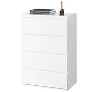 FOREHILL Cassettiera a 4 cassetti,Cassettiera Camera da Letto,Comò e Cassettiere in Legno,Mobiletto con Cassetti per Soggiorno, Camera da Letto, Corridoio, Cucina,55x33x80 cm Bianco