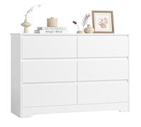 FOREHILL Cassettiera Camera da letto 120cm,Cassettiera Bianca con 6 Cassetti,Comodino con Cassetti Moderno, Spedito in 2 pacchi,adatto per Camera da Letto, Corridoio, Soggiorno,Ufficio 120x40x82cm