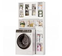 FOREHILL Mobile Lavatrice con 2 Ante, Mobile Sopra WC a 7 Scomparti Aperti e Porta Fazzoletti, Scaffale Sopra Lavatrice a Ripiani Regolabili, Mobiletto Asciugatrice, 89x20x173cm (Bianco)