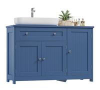 FOREHILL Mobile Sottolavabo per Bagno, Mobile Bagno con 3 Ante, 1 Cassetti, Ripiano Regolabile, per Bagno, Lavanderia 90x30x61,5cm (Blu)