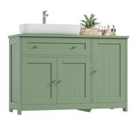 FOREHILL Mobile Sottolavabo per Bagno, Mobile Bagno con 3 Ante, 1 Cassetti, Ripiano Regolabile, per Bagno, Lavanderia 90x30x61,5cm (Verde)