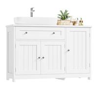 FOREHILL Mobile Sottolavabo per Bagno, Mobile Bagno con 3 Ante, 1 Cassetti, Ripiano Regolabile, per Bagno, Lavanderia 90x30x61,5cm