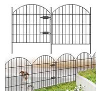 FOREHOGAR Recinzione da giardino in metallo con cancello, 71,1 cm (altezza) x 3,6 m (L), 1 cancello + 4 pannelli recinzione antiruggine per cani, senza scavo, recinzione da giardino per cortile,