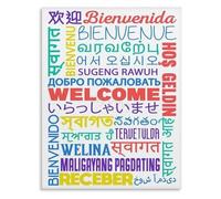 Foreign Language Welcome Poster Multicultural Greeting Wall Hanging For Office Lobby Bedroom Room Decor(Framed,16x24inch(40x60cm))