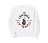Foreigner Hot Blooded Guitar Thermometer Classic Rock Band Felpa, Unisex per Adulti, Bianco, S
