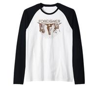 Foreigner Texas Longhorn with Flags Western Vintage Band Maglia con Maniche Raglan