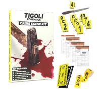 Forensics CSI Crime Scene Kit - 10 Evidence Marker, 3 m "Do not Cross" Evidence Bag, righello forense e guanti - Perfetto per feste misteriose di omicidio