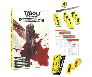 Forensics CSI Crime Scene Kit - 10 Evidence Marker, 3 m "Do not Cross" Evidence Bag, righello forense e guanti - Perfetto per feste misteriose di omicidio