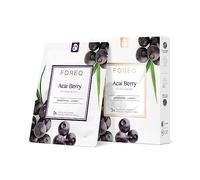 FOREO Acai Berry, maschera anti-età in tessuto per pelle secca, confezione da 3, levigante, rimpolpante, idratante, bacche di acai e burro di karité, naturale e cruelty free, per dispositivi UFO