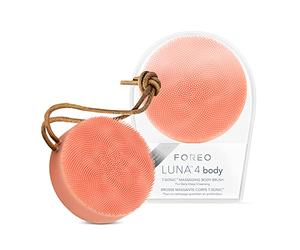 FOREO LUNA 4 body, spazzola corpo massaggiante, Dispositivo detergente ed esfoliante corpo, Scrub corpo per peli incarniti, Trattamento per linfodrenaggio, Ricaricabile con USB, Peach Perfect