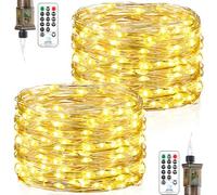 Forepin Catena Luminosa, 2 Pezzi 18M 150LED Luci Stringa LED con Spina 8 Modalità Lucine LED Decorative Catena di Luci Impermeabile per Esterno Interno, Feste, Natale Ghirlanda Luminosa