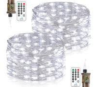 Forepin Catena Luminosa, 2 Pezzi 18M 150LED Luci Stringa LED con Spina 8 Modalità Lucine LED Decorative Catena di Luci Impermeabile per Esterno Interno, Feste, Natale Ghirlanda Luminosa